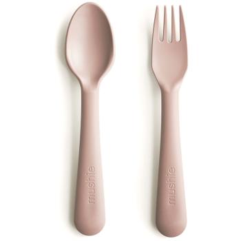 Mushie Fork and Spoon Set tacâmuri Blush 2 buc