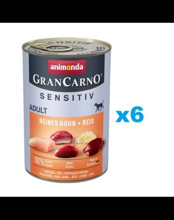 ANIMONDA GranCarno Sensitiv Pure Chicken&amp;Rice 6x400 g Conserve pui cu orez pentru caini adulti sensibili