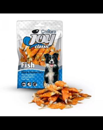 CALIBRA Dog Joy Classic Fish &amp; Chicken Slice 80 g peste invelit in pui pentru caini