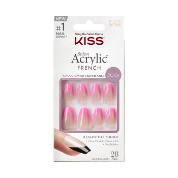 KISS Unghii adezive Salon Acrylic French Color - Squared 28 buc