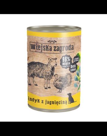 WIEJSKA ZAGRODA hrană umedă fără cereale, curcan și miel 400 gr