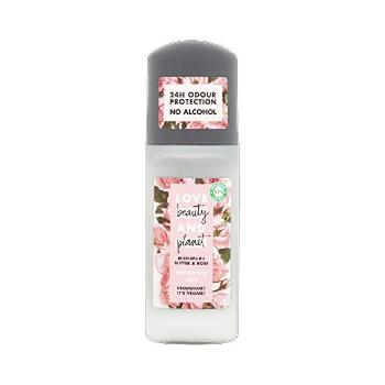 Love Beauty and Planet Deodorant roll-on fără alcool și aluminiu cu ulei de trandafir și unt de muru muru (Pampering Deodorant) 50 ml