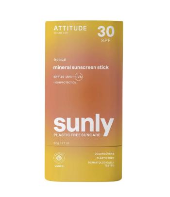 Attitude Stick mineral de protecție pentru corp Tropical SPF 30 Sunly (Mineral Sunscreen Stick) 60 g