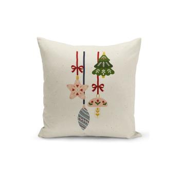 Față de pernă decorativă cu model de Crăciun Kate Louise Christmas Noel, 43 x 43 cm, bej