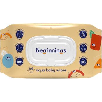 Beginnings Aqua Baby Wipes șervețele umede pentru copii 64 buc