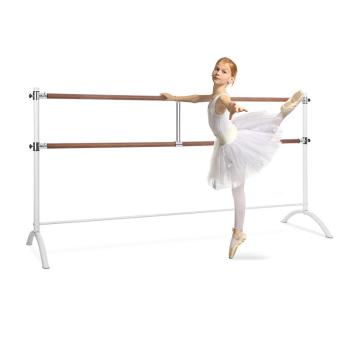 KLARFIT Barre Marie, bară dublă pentru balet, 220 x 113 cm, 2 x 38 mm Ø, albă
