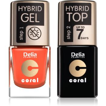 Delia Cosmetics Coral Nail Enamel Hybrid Gel set de cosmetice pentru femei