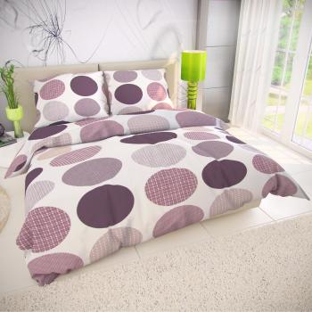 Asternut de pat din bumbac Ava - violet/alb - Mărimea 220x200cm + 2x 70x90cm