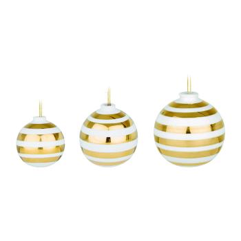 Set 3 globuri de Crăciun din ceramică Kähler Design Omaggio, alb-auriu