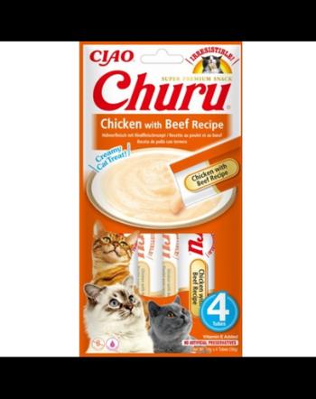 INABA Churu Chicken with beef 4x14g recompensa Churu cu pui si vita pentru pisica