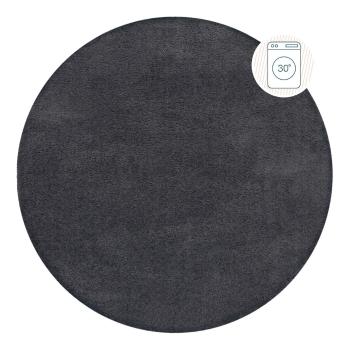 Covor gri închis lavabil rotund din fibre reciclate 133x133 cm Fluffy – Flair Rugs