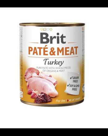 BRIT Pate&amp;Meat turkey Hrana umeda pentru caini, cu curcan, set 6 x 800 g