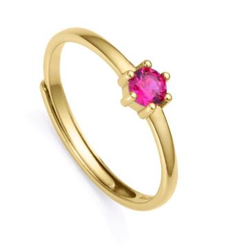 Viceroy Fermecător inel placat cu aur cu zircon fucsia Clasica 9115A01 55 mm