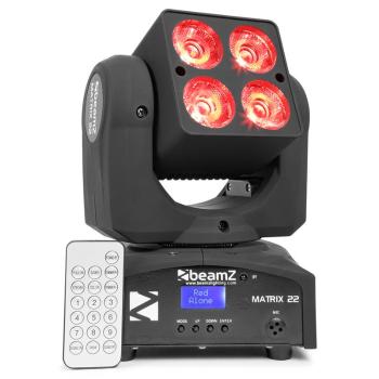 Beamz MATRIX 22, 40 W, cap rotativ cu LED, cap rotativ, MOVING-HEAD, 4 X 10 W, 9 design, 7 culori, DMX