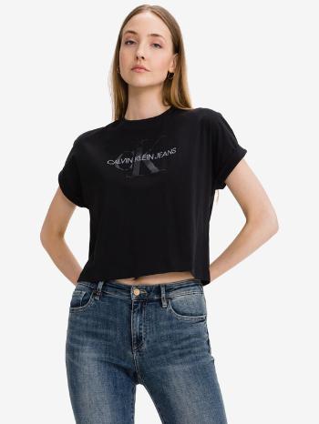 Calvin Klein Jeans Tonal Monogram Crop top Negru