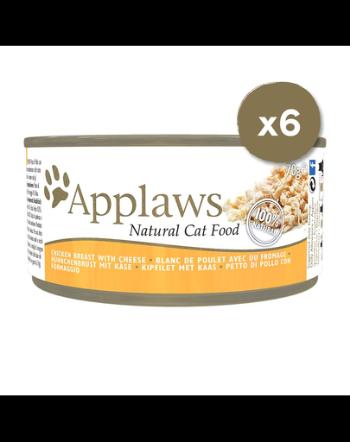 APPLAWS Cat Tin hrana umeda pisici adulte, cu pui si branza 6 x 70 g