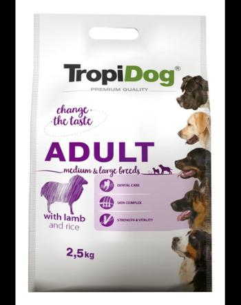TROPIDOG Premium Adult M&amp;L miel si orez 2,5 kg hrana uscata pentru caini de rasa medie si mare
