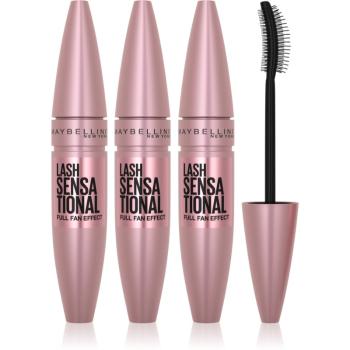 Maybelline Lash Sensational mascara pentru gene lungi și dese culoare 01 - Very Black 3x9,5 ml