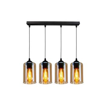 Lustră neagră cu abajur din sticlă 10x65 cm Bistro – Candellux Lighting