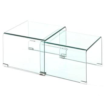 Măsuțe de cafea 2 buc. din sticlă 44.5x49 cm Cristal – Tomasucci