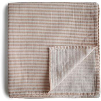 Mushie Muslin Swaddle Blanket Organic Cotton păturică de înfășat Natural Stripe 120cm x 120cm 1 buc