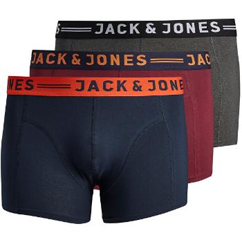 Jack&Jones PLUS 3 PACK - boxeri pentru bărbați JACLICHFIELD 12147592 Burgundy 6XL