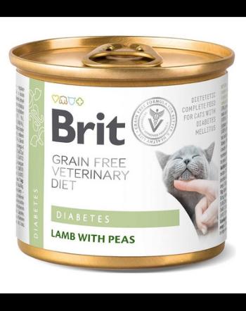 BRIT Veterinary Diet Diabetes Lamb&amp;Pea pisici cu diabet, hrana umeda 200 g