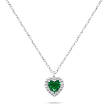 Brilio Silver Colier de argint Inimă cu zircon verde NCL158WG