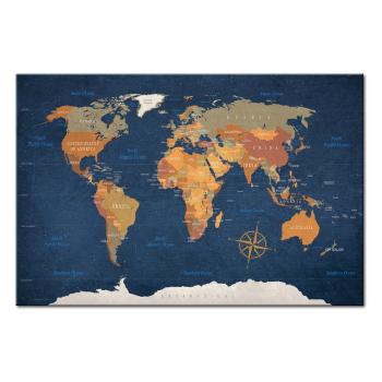 Avizier cu harta lumii Bimago Ink Oceans, 90 x 60 cm