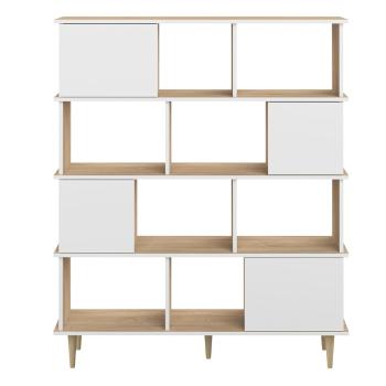 Bibliotecă albă cu aspect de stejar 120x147 cm Iconic - TemaHome