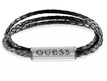 Guess Brățară modernă din piele naturală neagră Bond Street JUMB03033JWSTBK 23 cm - L