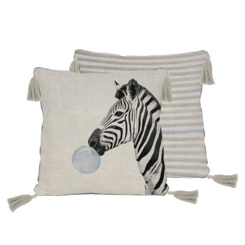 Pernă decorativă cu amestec de in Little Nice Things Zebra, 45 x 45 cm