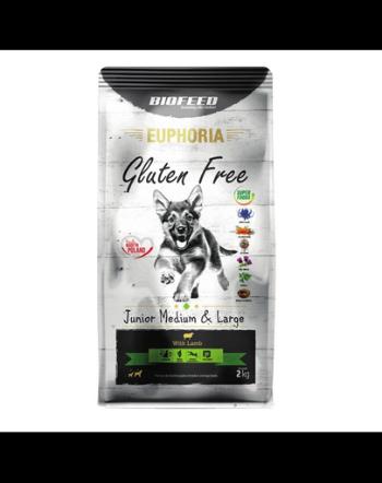 BIOFEED EUPHORIA Gluten Free hrana caini juniori talii mari si medii 2 kg cu miel