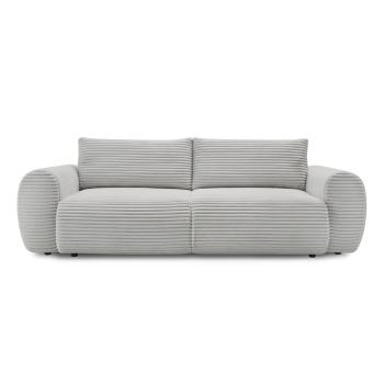 Canapea gri deschis extensibilă cu tapițerie din catifea reiată  257 cm Lucien – Bobochic Paris