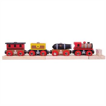 Trenul Bigjigs Rail Pirate + 3 șine