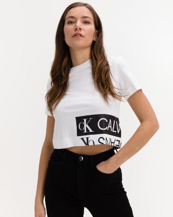 Calvin Klein Mirrored Logo Crop top Alb