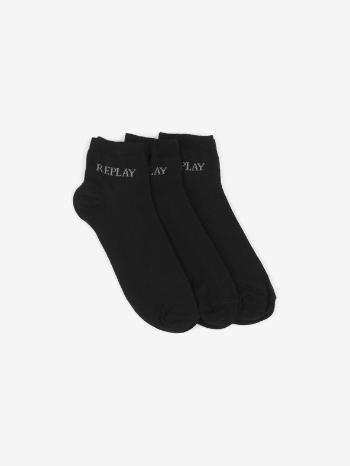 Replay Low Cut Basic Leg Logo Set de 3 perechi de șosete Negru