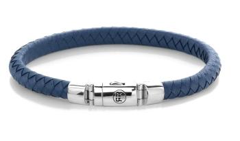 Rebel&Rose Brățară albastră din piele Half Round Braided Blue RR-L0125-S 17,5 cm - M