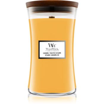 Woodwick Caramel Toasted Sesame lumânare parfumată  cu fitil din lemn 609,5 g
