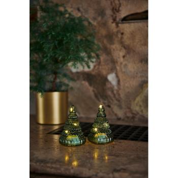 Set 2 decorațiuni cu lumină LED Sirius Lucy Tree Green, înălțime 9 cm