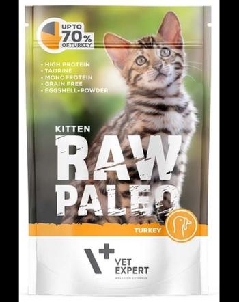 VETEXPERT RAW PALEO Kitten plic hrana umeda pisoi 100 g curcan