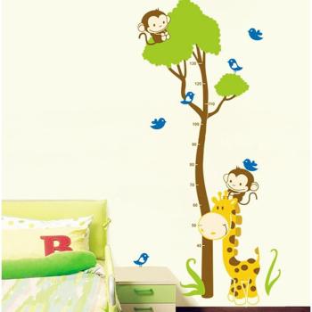 Autocolant pentru copii de tip metru pentru ușă/pentru perete 40x150 cm Tree and Monkey – Ambiance