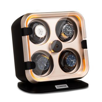 Klarstein Clover Watch winder, suport pentru 4 ceasuri, 3 rotații, 4 viteze LED