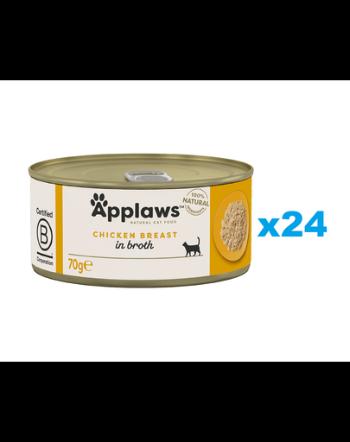 APPLAWS Cat Adult Chicken Breast in Broth 24x70 g hrana pisica, piept de pui in supa