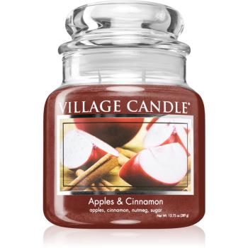 Village Candle Apples & Cinnamon lumânare parfumată  (Glass Lid) 389 g