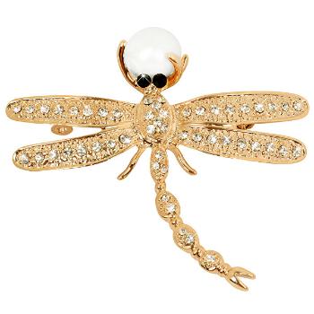 JwL Luxury Pearls Frumoasă aur broșă Dragonfly 2v1 cu perla dreapta JL0384