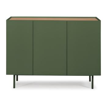 Comodă verde joasă cu aspect de lemn de stejar 110x85 cm Arista – Teulat