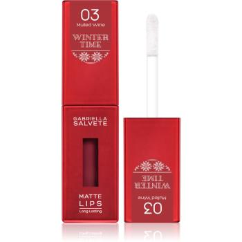 Gabriella Salvete Winter Time ruj de buze lichid, mat și de lungă durată culoare 03 Mulled Wine 4,5 ml