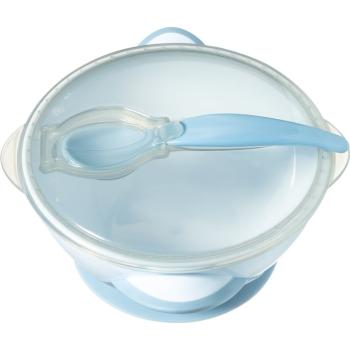 BabyOno Be Active Suction Bowl with Spoon serviciu de masă pentru copii pentru copii Blue 6 m+ 2 buc