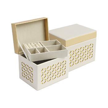 JK Box Bej cutie de bijuterii cu model SP-1855 / A20 / AU